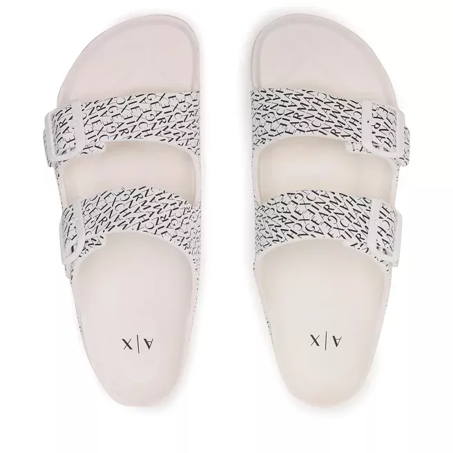 Buy armani exchange logo print slides xup006 xv673