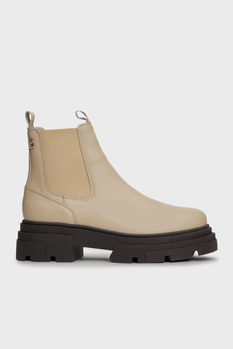 Tommy Hilfiger Leather Contrast Chunky Sole Chelsea Boots