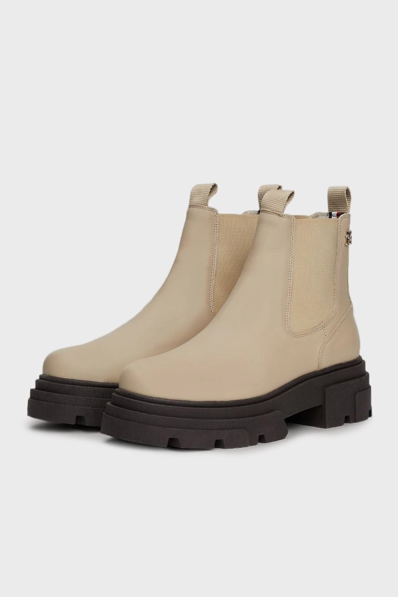 Tommy Hilfiger Leather Contrast Chunky Sole Chelsea Boots