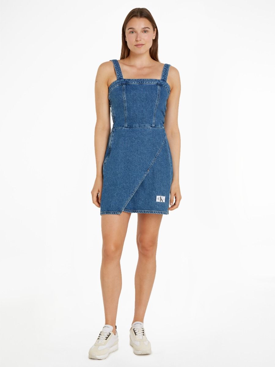 Calvin Klein Jeans Denim Sleeveless Wrap Dress